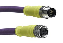Micro-Change (M12) Double-Ended Cordset, 5 Poles, Female (Straight) to Male (90°), 24 AWG, 1.0m (3.28') Length, PROFIBUS PUR Cable Preferred Version in Europe