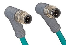 Micro-Change (M12) Double-Ended Cordset, 4 Poles, D-Coded, Male (90°) to Male (90°), 26 AWG, PVC Cable, 3.0m (9.84') Length