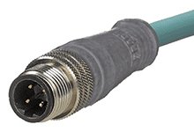 Micro-Change (M12) Single-Ended Cordset, 4 Poles, D-Coded, Male (Straight) to Pigtail, 24 AWG, TPE Cable, 4 Poles, D-Coded, 1.0m (3.28') Length