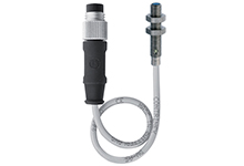 Contrinex Inductive Sensor, M4 Housing, 0.6mm Operating Distance, Embeddable, PNP, NO, 0.2m 3-wire PUR Cable, 3-pin M8 Connector, 22mm Housing Length