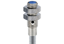 Contrinex Inductive Sensor, M4 Short Housing, 1mm Operating Distance, Embeddable, NPN, NO, 2m 3-wire PUR Cable, 12mm Housing Length