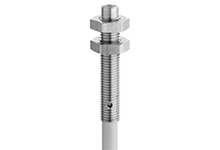 Contrinex Inductive Sensor, M5 Fully Stainless Steel, 3mm Operating Distance, Non-embeddable, PNP, NC, 2m 3-wire PUR Cable, 30mm Housing Length