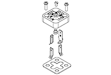 mPm DIN Base, Form A-18mm, B28 Base, 3 Pole Plus Ground Terminal, 250V AC/300V DC, Black, Nitrile Gasket with Screw