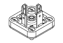 mPm DIN Base, Form A-18mm, B20 Base, 2 Pole Plus Ground Terminal, 250V AC/300V DC, Black, Nitrile Gasket with Screw, UL94-V0 Rated