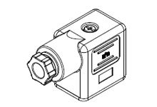 mPm DIN Valve Connector, Form B-11mm, PG9 Internal Threads, 2 Pole, H12 Ground Position, Black, Nitrile Flat Gasket and Screw, Mounted, Bulk Packed