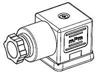 mPm DIN Valve Connector, Form A-18mm, PG11 Internal Threads, 3 Pole, H12 Ground Position, Black, Nitrile Flat Gasket and Screw, Mounted, Bulk Packed