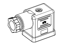 mPm DIN Valve Connector, Form B-10mm, PG9 Internal Threads, 2 Pole, H12 Ground Position, Black, Nitrile Profile Gasket and Screw, Mounted, Bulk Pack