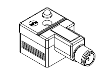 mPm DIN Valve Connector, Form C-8mm, Internal External 2 Poles Plus Ground with C4 Circuit, Yellow LED, Black, Nitrile Gasket