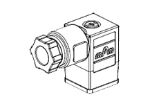 mPm DIN Valve Connector, Form C-Micro 9.4mm, PG7 Internal Threads, 2 Pole Plus Ground with C4 Circuit, 24V, Yellow LED, Transparent, Nitrile Profile Gasket and Screw, Mounted, Bulk Pack