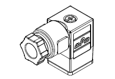 mPm DIN Valve Connector, Form C-8mm, PG7 Internal Threads, 2 Pole Plus Ground with C4 Circuit, 24V, Yellow LED, Transparent, Nitrile Profile Gasket and Screw, Mounted, Bulk Pack