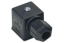 mPm DIN Valve Connector, Form A-18mm, External Thread, 2 Pole Plus Ground Terminal, 250V AC/300V DC, Black, Nitrile Gasket, Unmounted, Single Pack