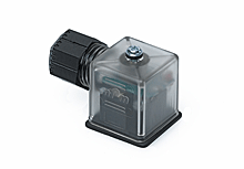 mPm DIN Valve Connector, Form A-18mm, External Threads, 2 Pole Plus Ground with C4 Circuit, 115V, Red LED, Transparent, Nitrile Gasket