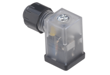mPm DIN Valve Connector, Form C-8mm, External Threads, 2 Pole Plus Ground with S0 Circuit, 24V, Amber LED, Transparent, Nitrile Gasket