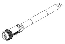 Mini-Change Single-Ended Cordset, 5 Poles, Male (Straight) to Pigtail, 16 AWG, PUR Cable, 30.0m (98.40') Length