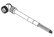 Mini-Change C-Size Single-Ended Cordset, 9 Poles, Female (90°) to Pigtail, 16 AWG, PVC Cable,6.10m (20.0') Length