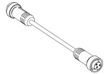 Mini-Change A-Size Double-Ended Cordset, 3 Poles, Male (Straight) to Female (Straight), 16 AWG, Yellow PVC Cable, 4.60m (15.09') Length