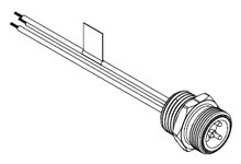 Mini-Change A-Size Receptacle with Leads, 1/2" - 14 NPT Threads, Male (Straight) to Leads, 3 Poles, 0.20m (7.87") Length