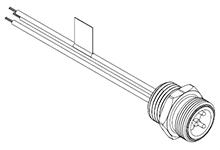 Mini-Change A-Size Receptacle with Leads, 1/2" - 14 NPT Threads, Male (Straight) 3 Poles, 1.83m (6.0') Length, US Auto Code