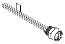 Mini-Change A-Size Receptacle, 4 Poles, 1/2" - 14 NPT Threads, Female (Straight) to 16 AWG, 4.0m (13.12') Length