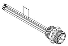 Mini-Change A-Size Receptacle, 5 Poles, 1/2" - 14 NPT Threads, Male (Straight) to 18 AWG Leads, 0.305m (1.0') Length