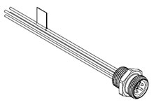 Mini-Change A-Size Receptacle, 5 Poles, PG 13.5 Threads, Male (Straight) to 18 AWG Leads, 0.305m (1.0') Length