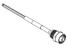 DeviceNet Mini-Change Receptacle, 5 Poles, Female (Straight) with DeviceNet Trunk Cable, 1/2 - 14 NPT Threads, 0.050m (1.97") Length