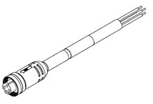 BradPower D-Size (1 3/8”–M35) Single-Ended Cordset, 4 Poles, Female (Straight) to Pigtail, 10 AWG, Gray PVC Cable, 5.0m (16.40') Length