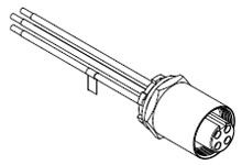 BradPower D-Size (1 3/8”–M35) Female, 1/2" NPT 2, 4 Poles, Receptacle, Female (Straight) to 10 AWG Leads, 3.04m (10.0') Length