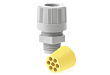 MAX-LOC Multi-Hole Strain Relief, 3 Hole Grommet, 1/2" NPT, Straight Male with O-Ring, Cable Diameter 4.75mm (.187")