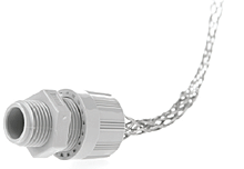 MAX-LOC Strain Relief Cord-Sealing Grip, 1/2" NPT, Straight Male with O-Ring, Cable Diameter 4.75-6.35mm (.187-.250"), Stainless Steel Mesh and Nylon Compession Nut