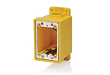 Watertite Single-Gang FD PVC, Non-metallic Box, Yellow, 88.9mm (3.50") Depth, 26.0 Cubic Inch Capacity, 1" unthreaded conduit openings with reducers for 3/4" and 1/2" conduit