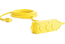 Super-Safeway Multi-Tap (3) NEMA L5-15 Outlet Box with Buss Bars, 15.24m  (50.0') Cord Length, 12/3 SOOW Cord, NEMA L5-15 Plug )