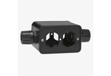 Super-Safeway Multiple Outlet Box, Standard Depth, 2-Sided, Feed-Thru F2  (1/2"), Duplex Cover Plates, Black