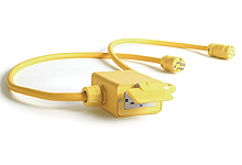 Super-Safeway Multiple Outlet Box, Ext Depth, Feed-Thru, (1) NEMA 5-15 GFCI Receptacle with Flip Lid, Open Neutral Relay, 0.91m 12/3 SOOW Cord on Both sides, 5-15 Plug & Conn