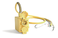 Watertite Outlet Pendant Box, GFCI, (1) NEMA L5-20 Single Receptacle with Flip Lid, 4.57m (15.0’) Cord Length, 12/3 SOOW Cord, Double Eye Wire Mesh Cord Grip