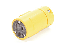 Super-Safeway Lighted Hospital Duty Connector, 2 Pole/3 Wire, NEMA 5-15,  125V, Yellow