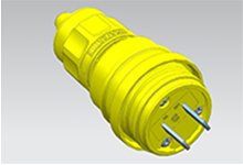 Watertite Extreme Plug, 2 Pole/2 Wire, NEMA 1-15, 125V, Cord Grip Body Size F2, Silicone Husk