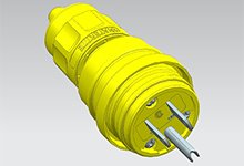 Watertite Extreme Plug, 2 Pole/3 Wire, NEMA 5-15, 125V, Cord Grip Body Size F2, Silicone Husk