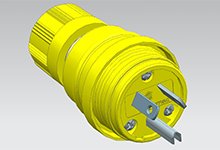 Watertite Extreme Plug, 2 Pole/3 Wire, NEMA 7-15, 277V, Cord Grip Body Size F2, Petrochemical Grade