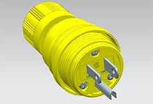 Watertite Extreme Plug, 2 Pole/3 Wire, NEMA 5-15, 125V, Cord Grip Body Size F2, Petrochemical Grade