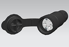 Watertite Extreme Extra Hard Outdoor Connector, 2 Pole/3 Wire, NEMA 6-20, 250V, Cord Grip Body Size F2, Black, Petrochemical Grade