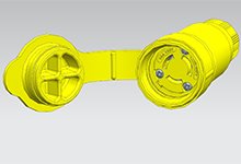 Watertite Extreme Connector with Locking Blade, 3 Pole/3 Wire, Non-NEMA,  15A/125V, 10A/250V, Cord Grip Body Size F2, Petrochemical Grade