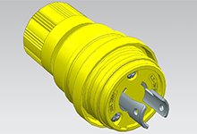 Watertite Extreme Plug, 2 Pole/2 Wire, NEMA L2-20, 250V, Cord Grip Body Size F2, Petrochemical Grade