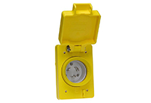 Watertite Extreme Male Receptacle with Locking Blade, Single Flip Coverplate, 2 Pole/3 Wire, NEMA L6-20 250V