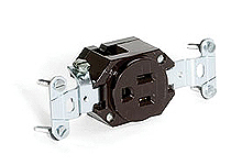 Safeway Single Heavy Duty Spec - Grade Receptacle, 2 Pole/3 Wire, NEMA 5-20, 125V, Brown