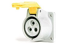 20 Amp Safeway Pin and Sleeve Receptacle with Flip Lid, 4 Pole/5 Wire, 3øY 480V, Red