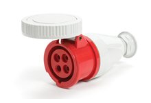 60 Amp Watertite Pin and Sleeve Connector with Flip Lid, 4 Pole/5 Wire, 3øY 480V Red