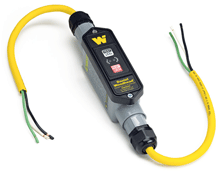 Super-Safeway In-Line Industrial GFCI, Portable, Single Phase, Manual Reset, Flying Lead Primary, TriTap Secondary (receptacle), 15A, 240V, 7.62m (25.0') Cord Length
