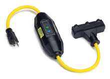 Super-Safeway In-Line Industrial GFCI, Portable, Single Phase, Automatic  Reset, Molded NEMA 5-15 Plug and Tri-Tap Connector, 15A, 120V, 1.83m (6.0') Cord Length