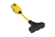 Super-Safeway Right-Angle Industrial GFCI, Portable, Single Phase, Manual Reset, Molded NEMA 5-15 Tri-Tap, 15A, 120V, 7.62m (25.0') Cord Length